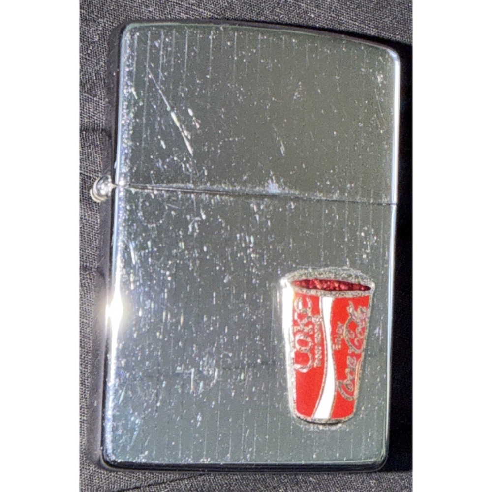 Vintage COCA COLA 1990s Zippo‎ Lighter Coke Cup Logo Unfired Striped Rare